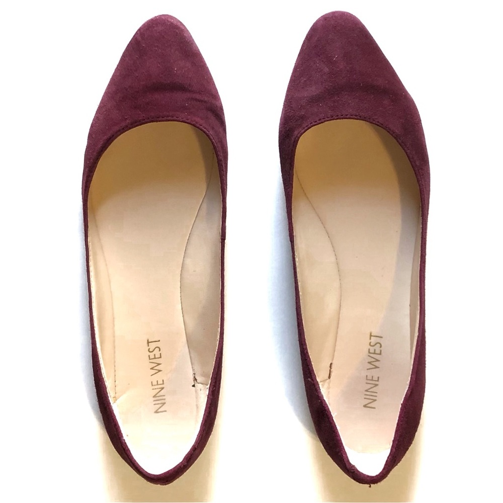 Nine West Flats 3 for 15 SALE CLEARANCE Burgundy Suede Speak Up Shoes Size 6